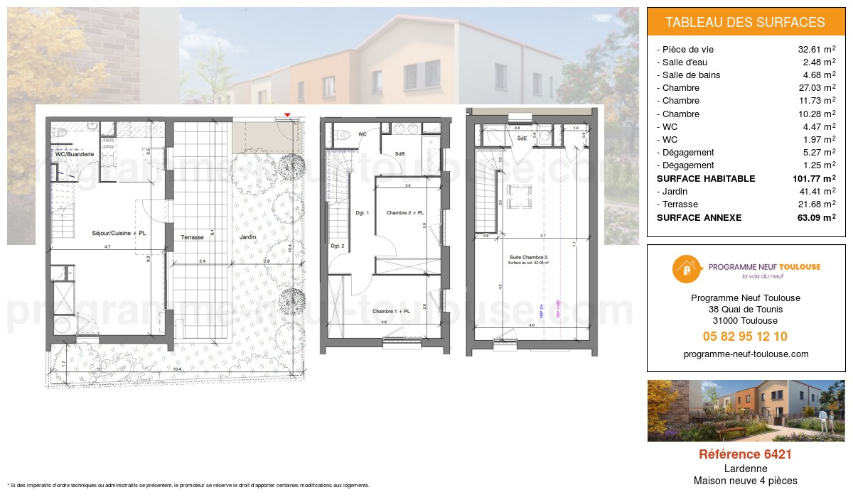 Plan pour un Maison neuve de  101.76m² à
					Lardenne