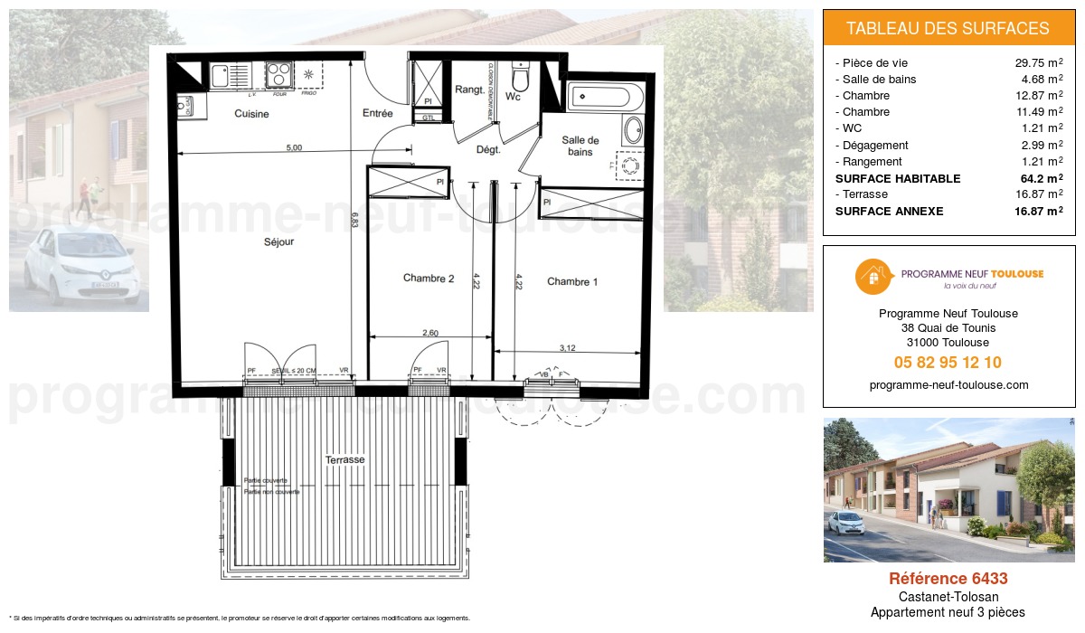Plan pour un Appartement neuf de  64.2m² à
					Castanet-Tolosan