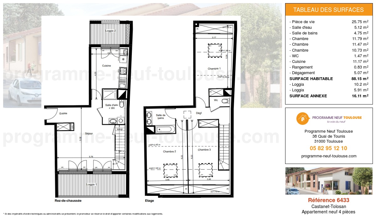 Plan pour un Appartement neuf de  88.15m² à
					Castanet-Tolosan