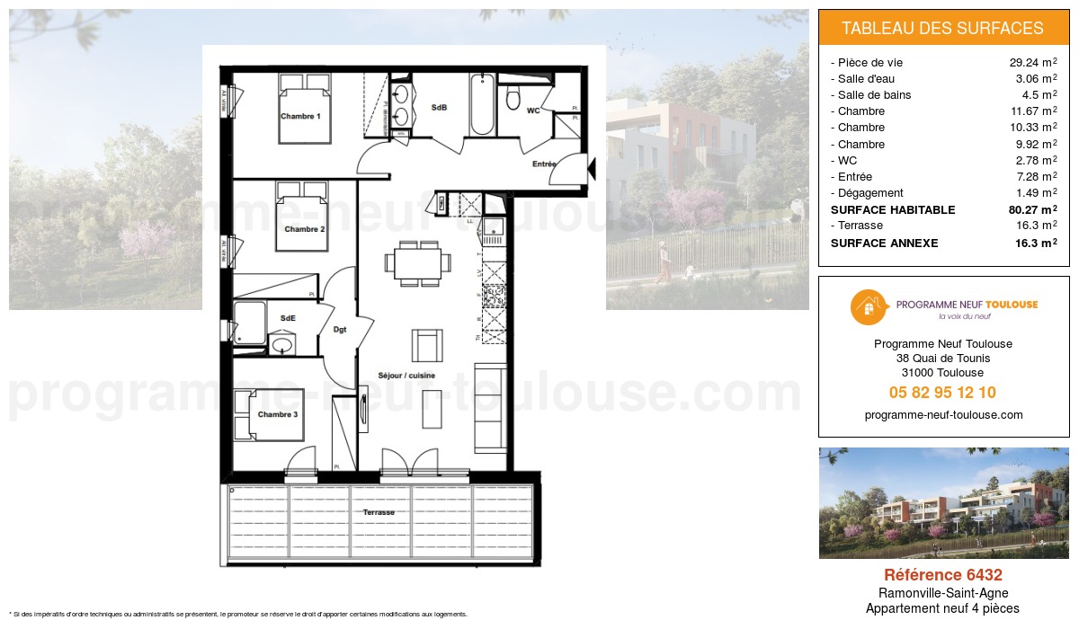 Plan pour un Appartement neuf de  80.27m² à
					Ramonville-Saint-Agne