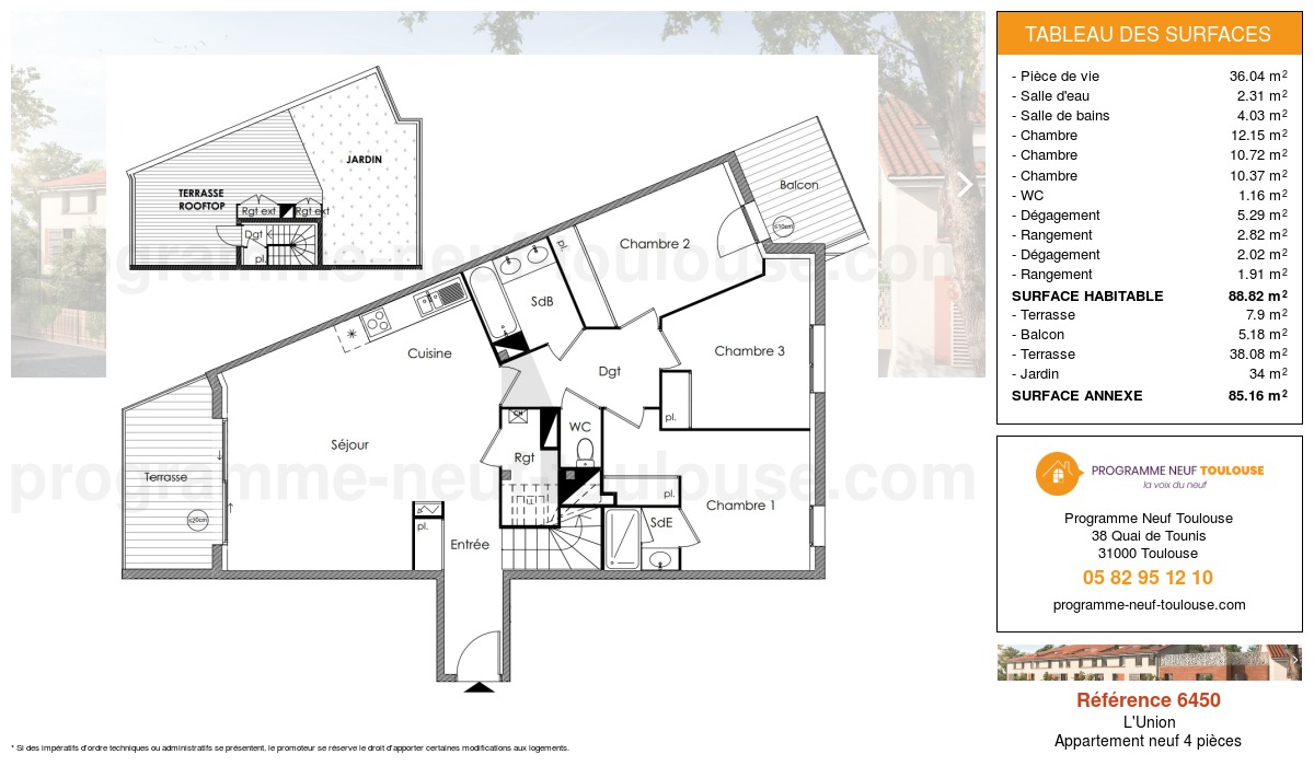 Plan pour un Appartement neuf de  86.91m² à
					L'Union