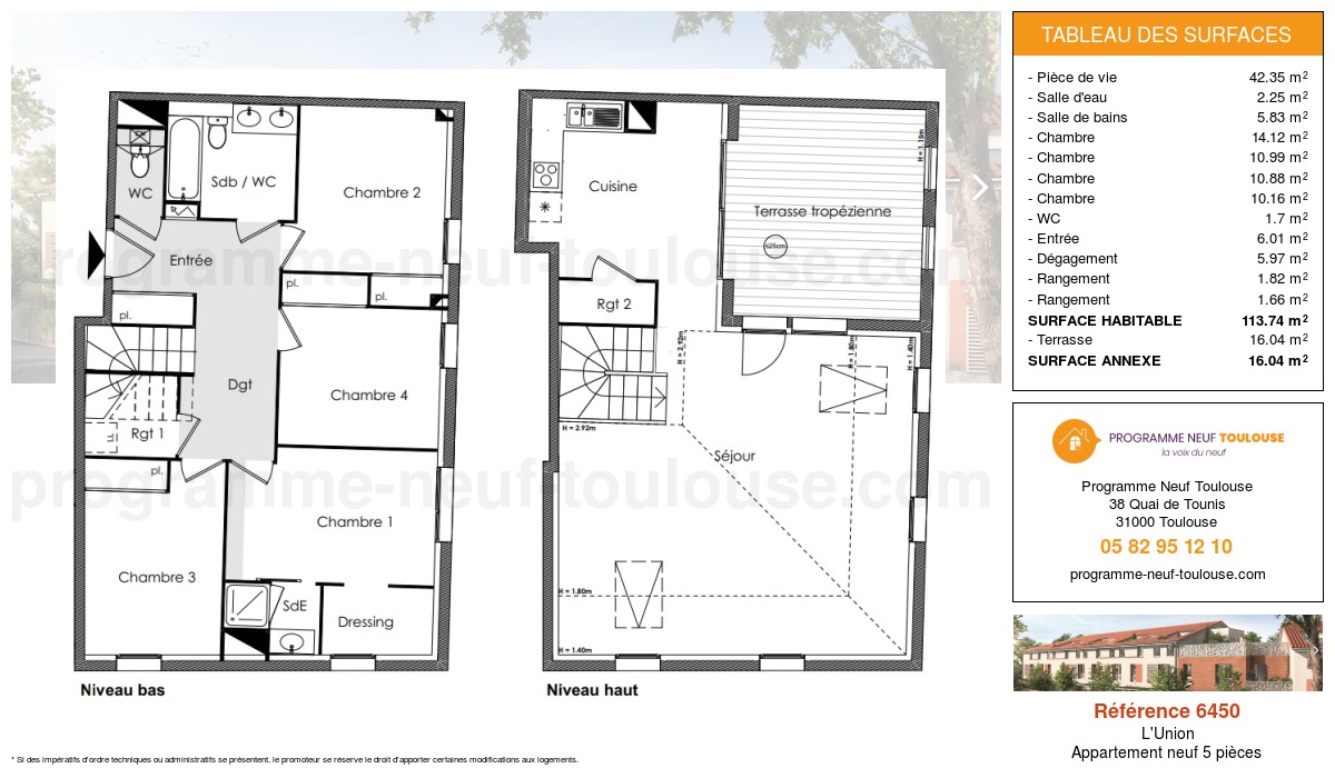 Plan pour un Appartement neuf de  113.74m² à
					L'Union