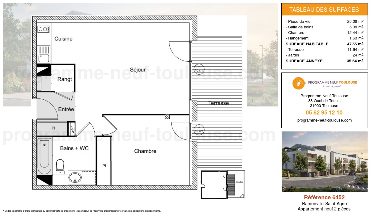 Plan pour un Appartement neuf de  47.55m² à
					Ramonville-Saint-Agne