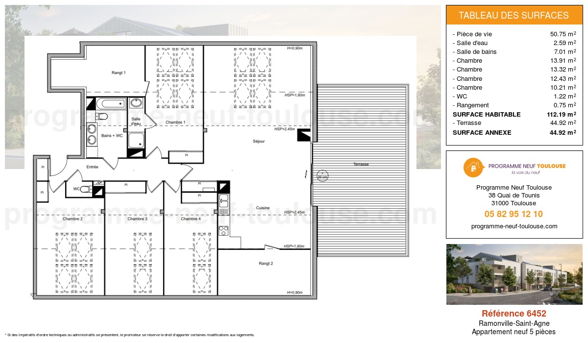 Plan pour un Appartement neuf de  121.5m² à
					Ramonville-Saint-Agne