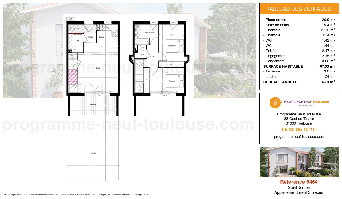 Plan pour un Appartement neuf de  67.03m² à
					Saint-Simon