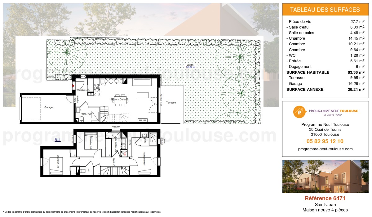 Plan pour un Maison neuve de  83.36m² à
					Saint-Jean