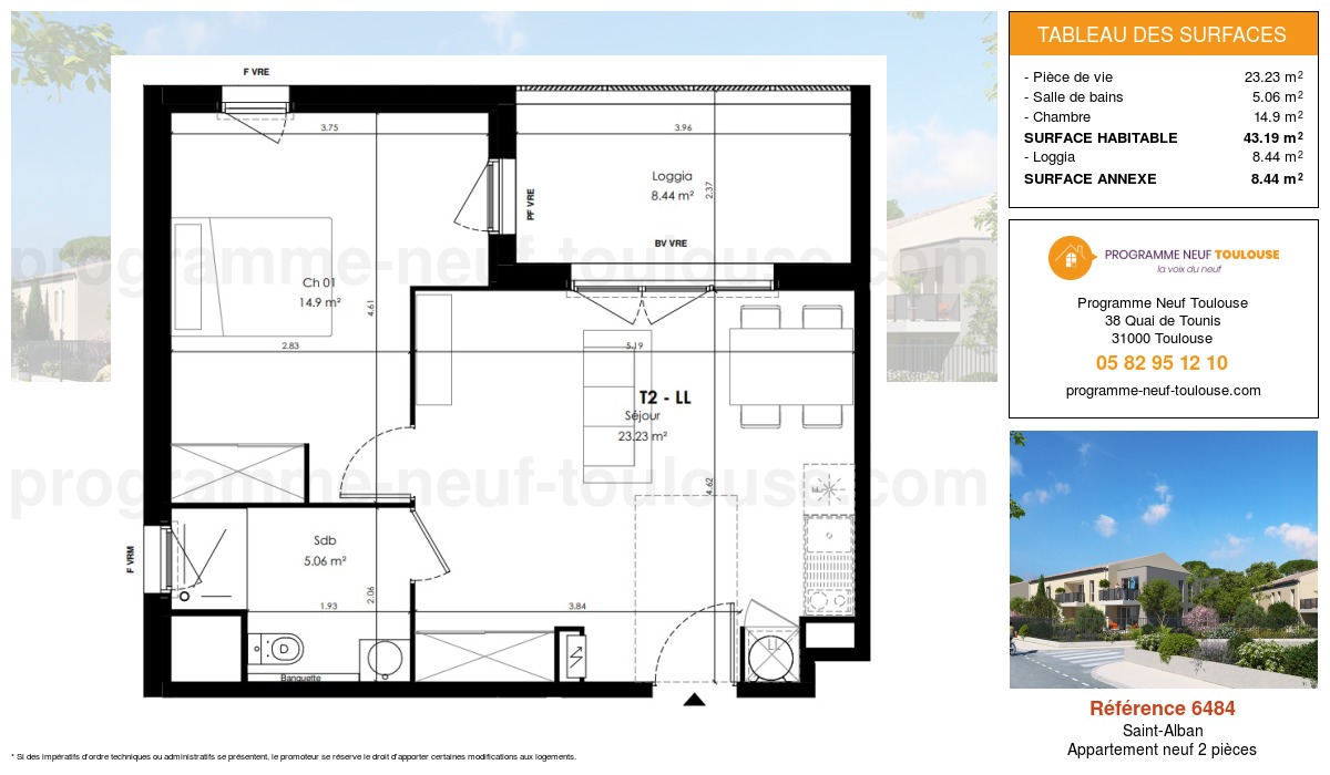 Plan pour un Appartement neuf de  43.19m² à
					Saint-Alban