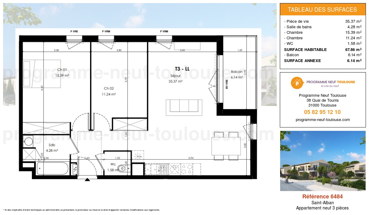 Plan pour un Appartement neuf de  67.86m² à
					Saint-Alban