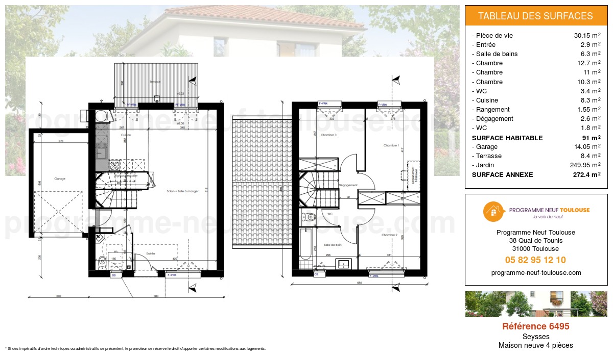 Plan pour un Maison neuve de  91m² à
					Seysses