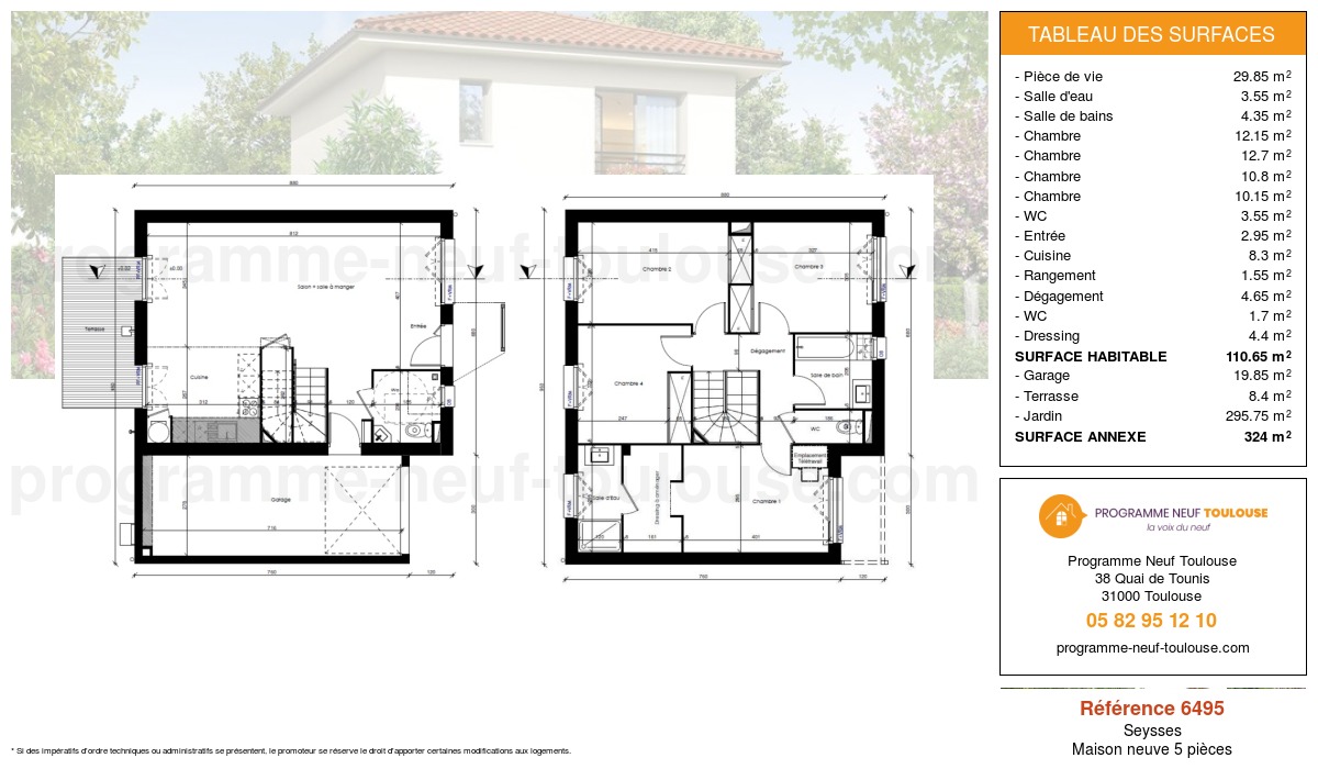 Plan pour un Maison neuve de  110.65m² à
					Seysses
