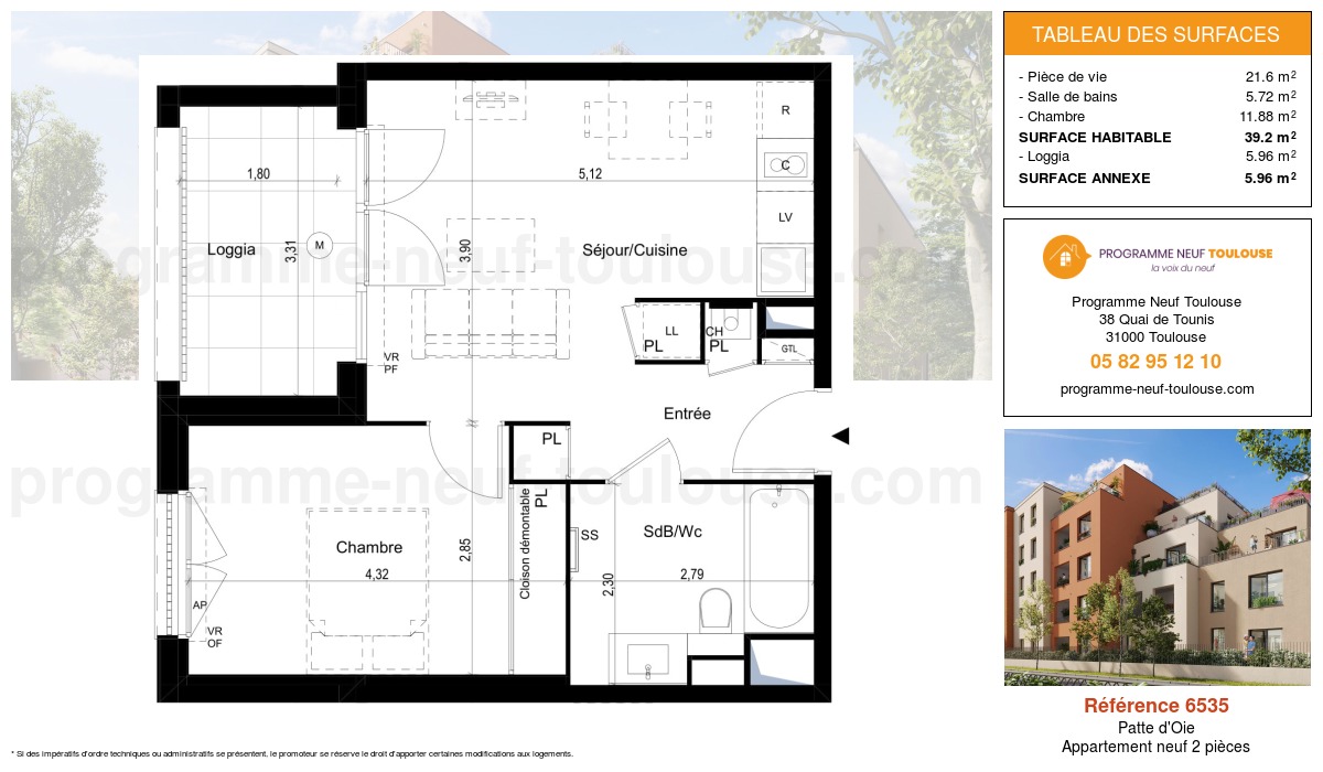 Plan pour un Appartement neuf de  39.2m² à
					Patte d'Oie