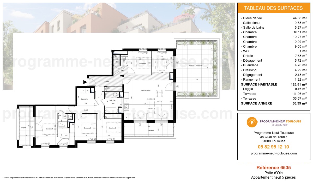 Plan pour un Appartement neuf de  125.51m² à
					Patte d'Oie