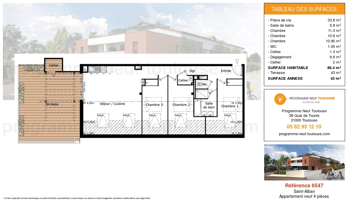 Plan pour un Appartement neuf de  84.4m² à
					Saint-Alban