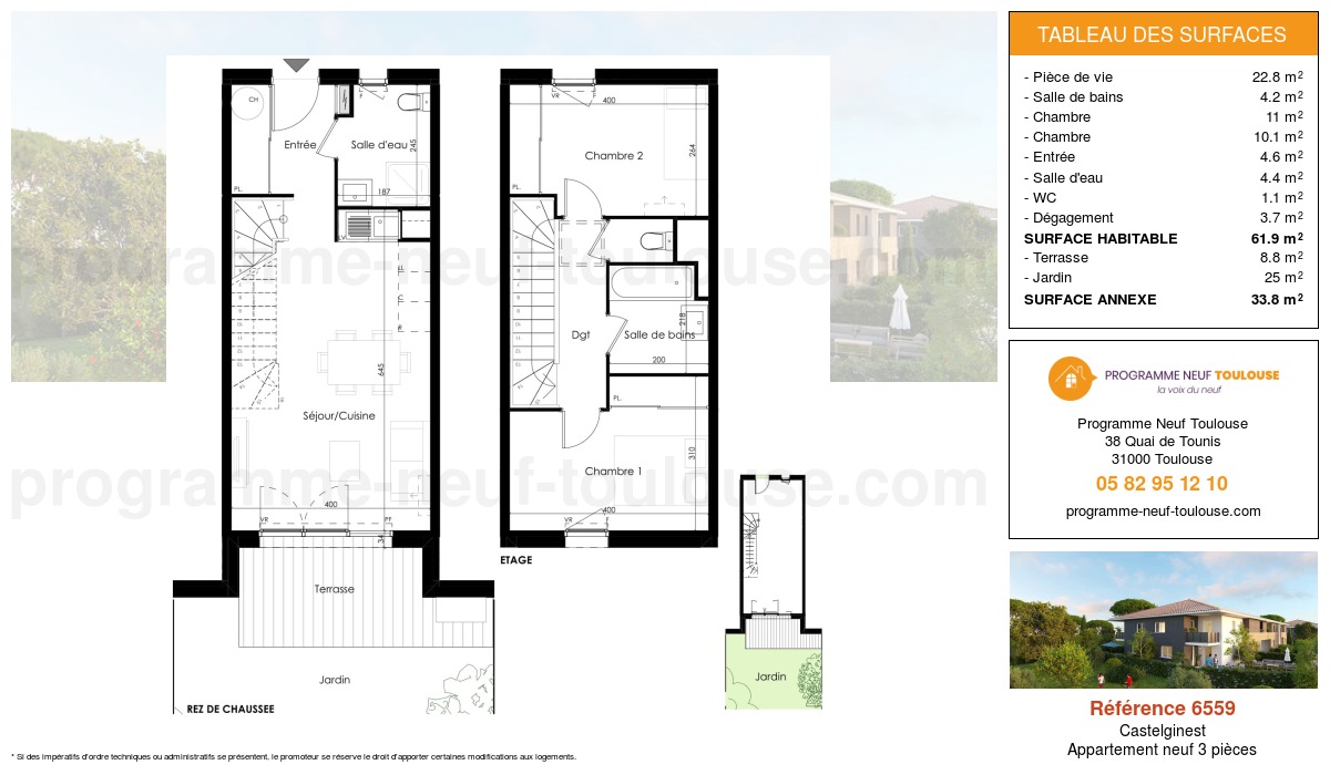 Plan pour un Appartement neuf de  61.9m² à
					Castelginest