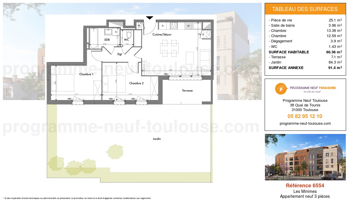 Plan pour un Appartement neuf de  60.36m² à
					Les Minimes