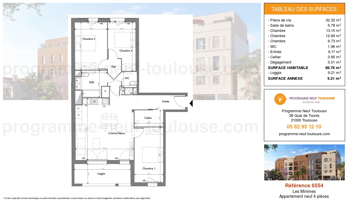 Plan pour un Appartement neuf de  88.76m² à
					Les Minimes