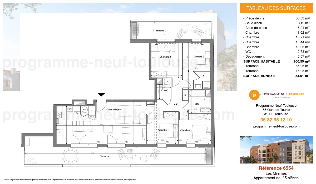 Plan pour un Appartement neuf de  100.59m² à
					Les Minimes