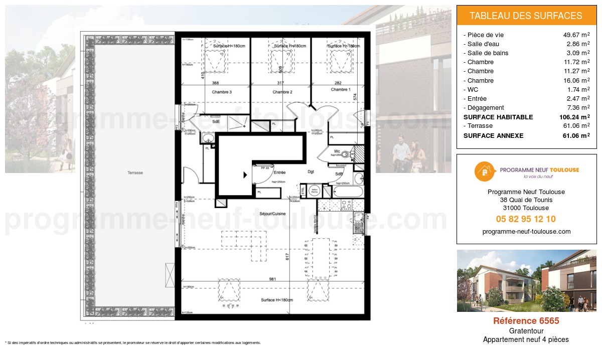 Plan pour un Appartement neuf de  106.24m² à
					Gratentour