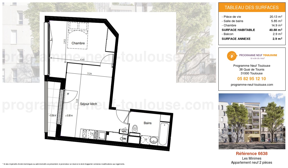 Plan pour un Appartement neuf de  40.88m² à
					Les Minimes