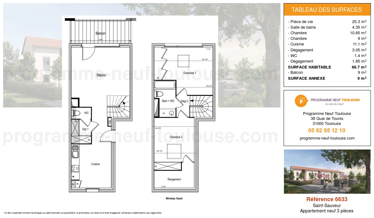 Plan pour un Appartement neuf de  66.7m² à
					Saint-Sauveur