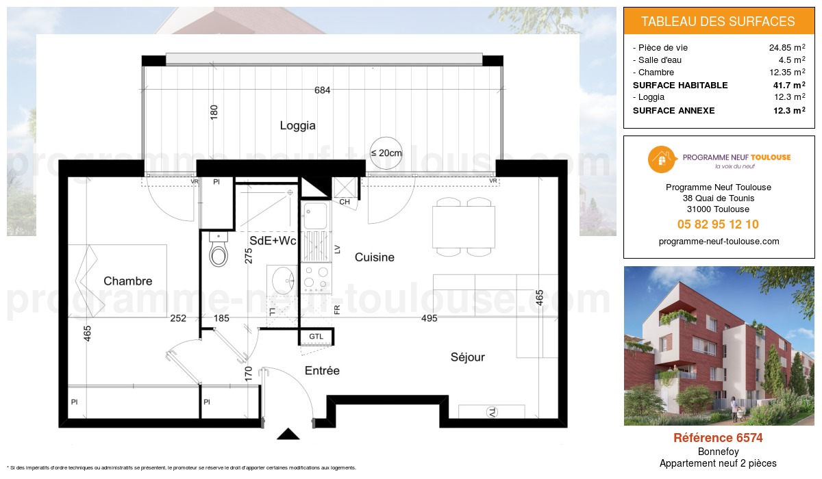 Plan pour un Appartement neuf de  41.7m² à
					Bonnefoy