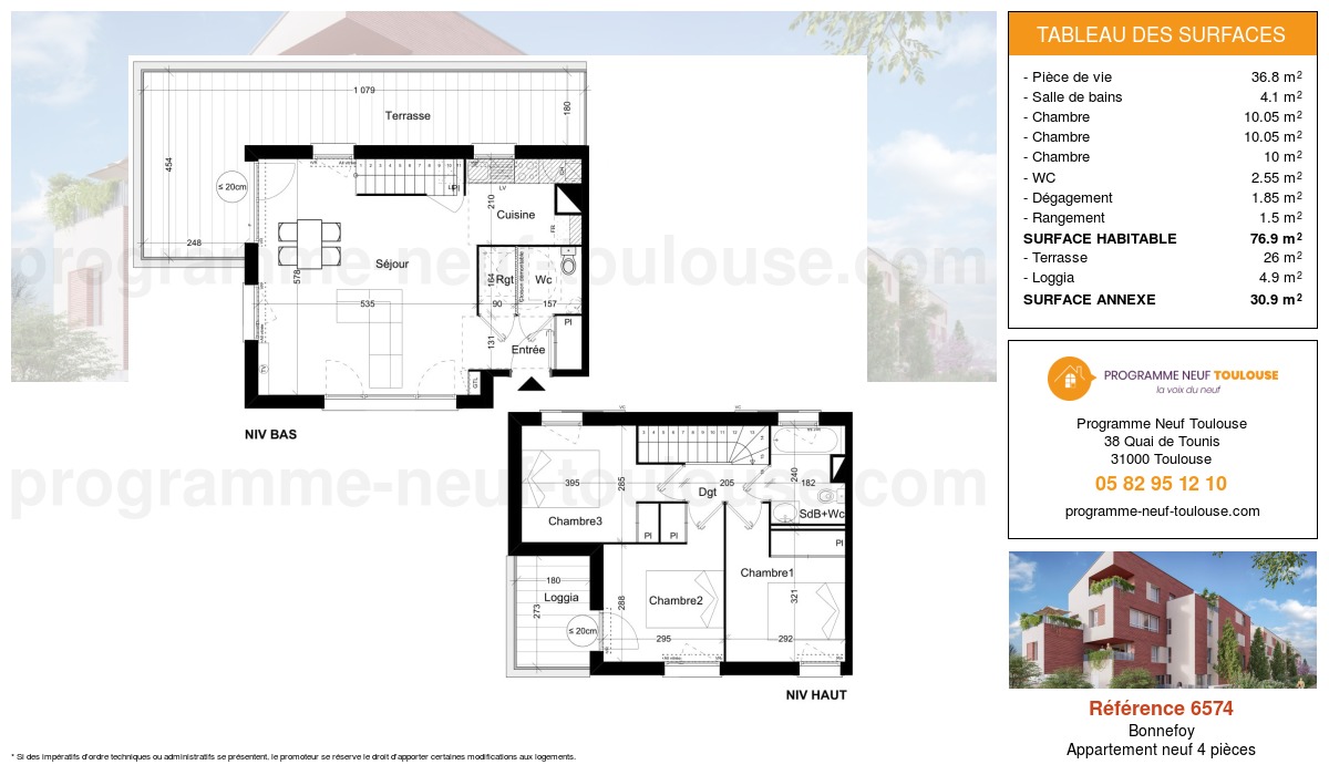 Plan pour un Appartement neuf de  76.9m² à
					Bonnefoy