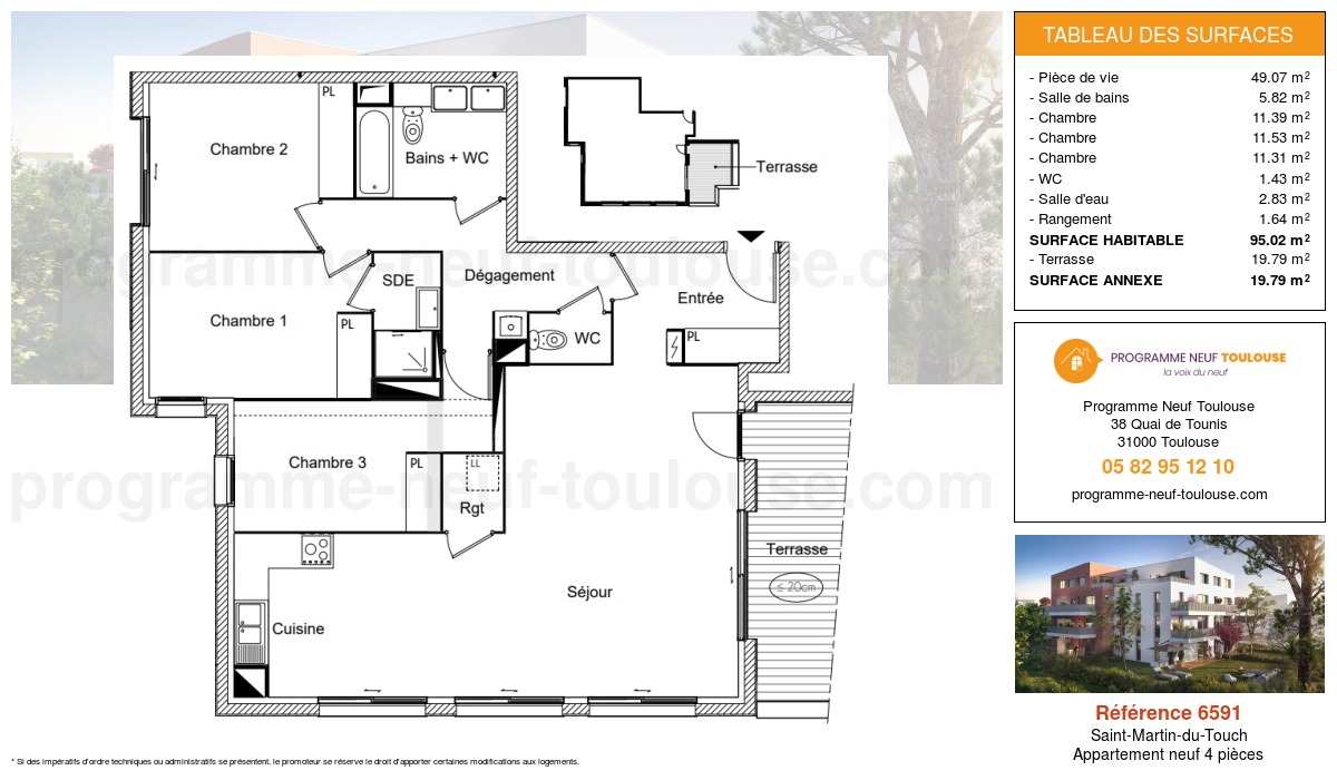 Plan pour un Appartement neuf de  102.87m² à
					Saint-Martin-du-Touch