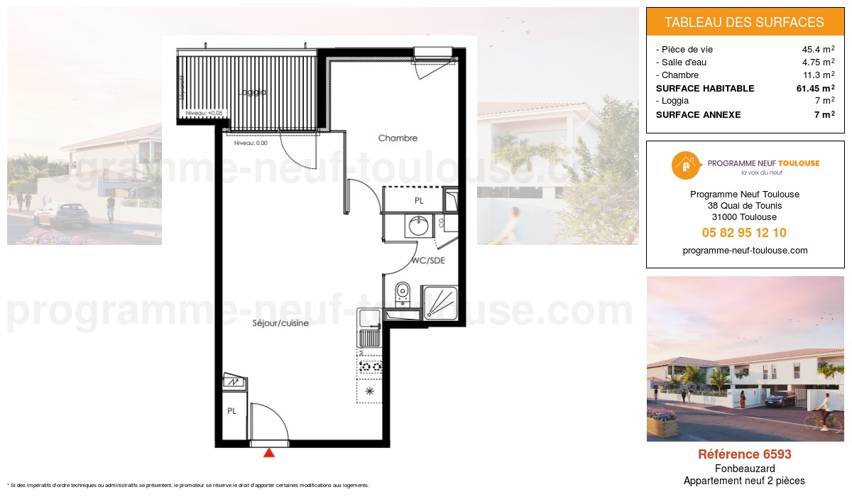 Plan pour un Appartement neuf de  45.4m² à
					Fonbeauzard