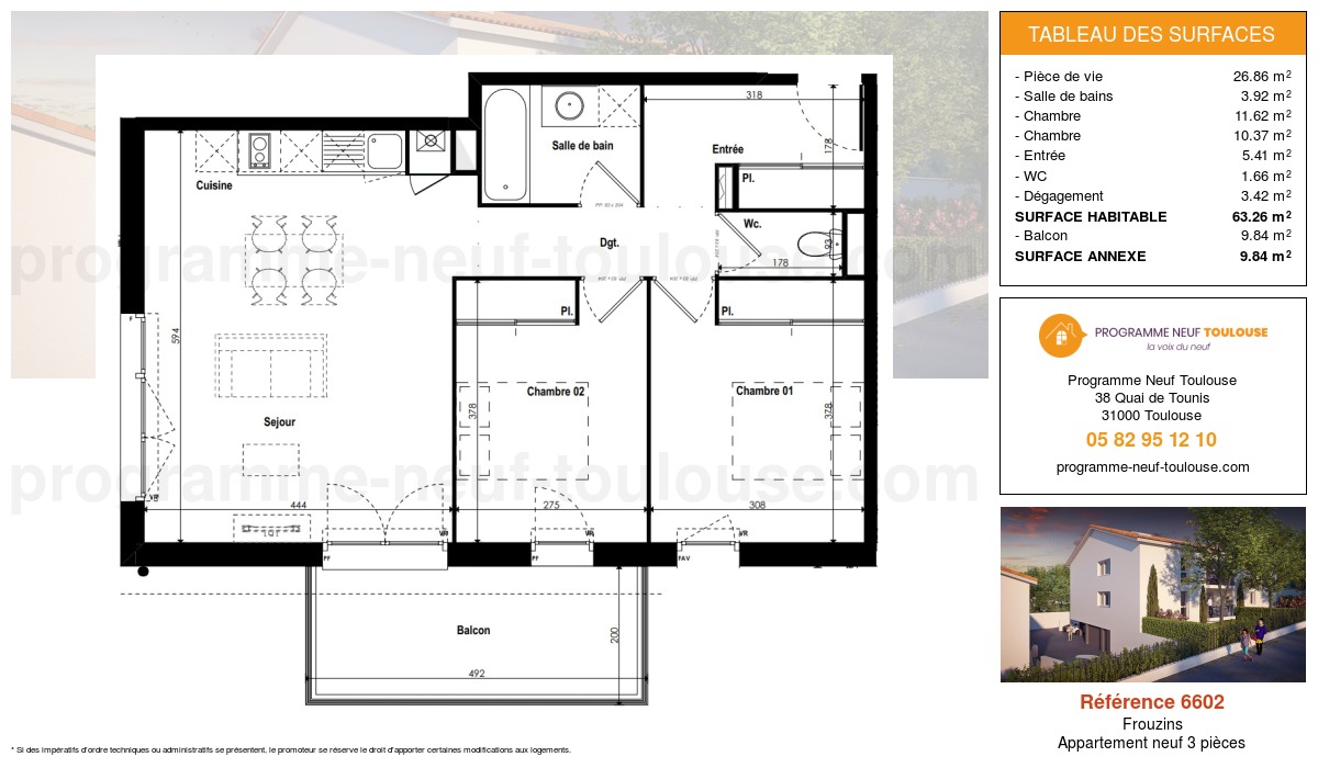 Plan pour un Appartement neuf de  63.26m² à
					Frouzins