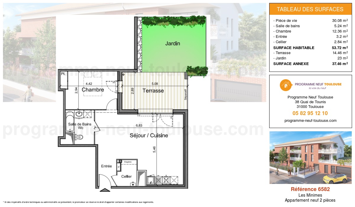 Plan pour un Appartement neuf de  53.72m² à
					Les Minimes