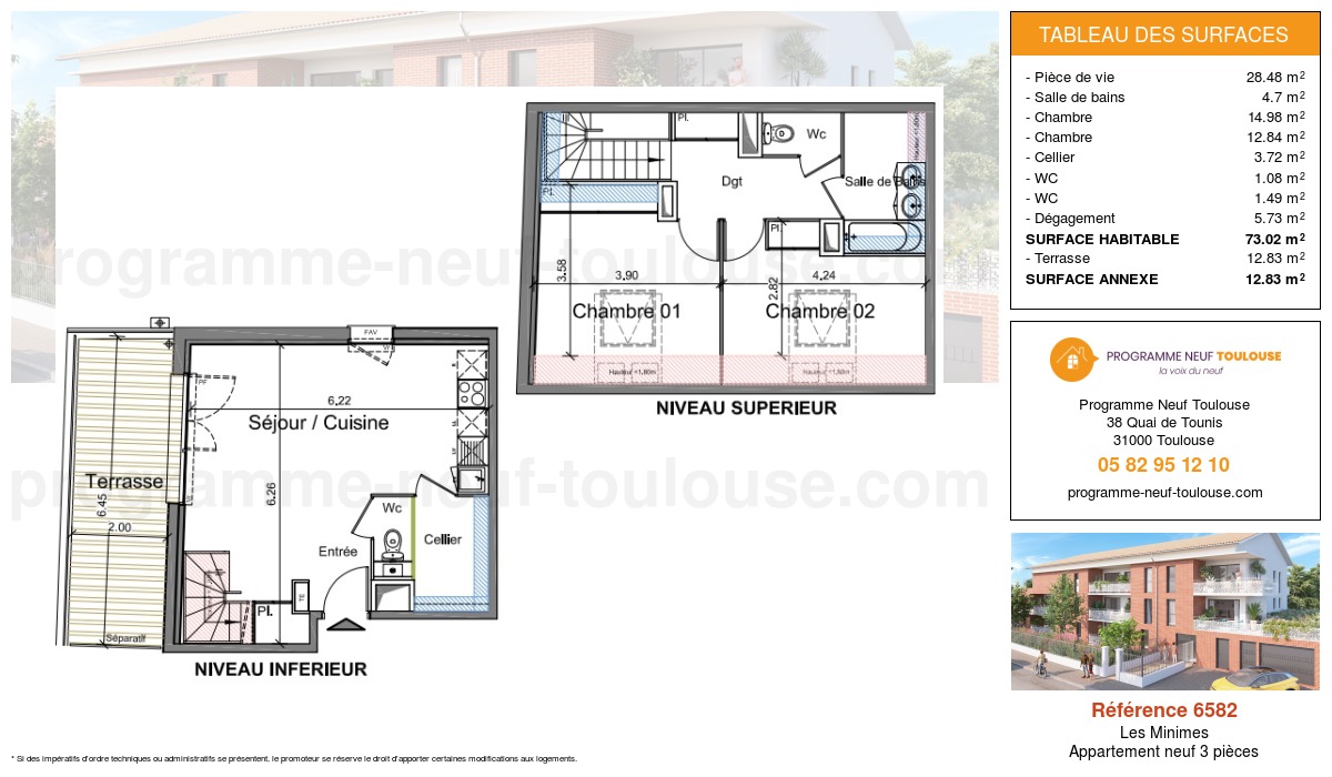 Plan pour un Appartement neuf de  68.15m² à
					Les Minimes