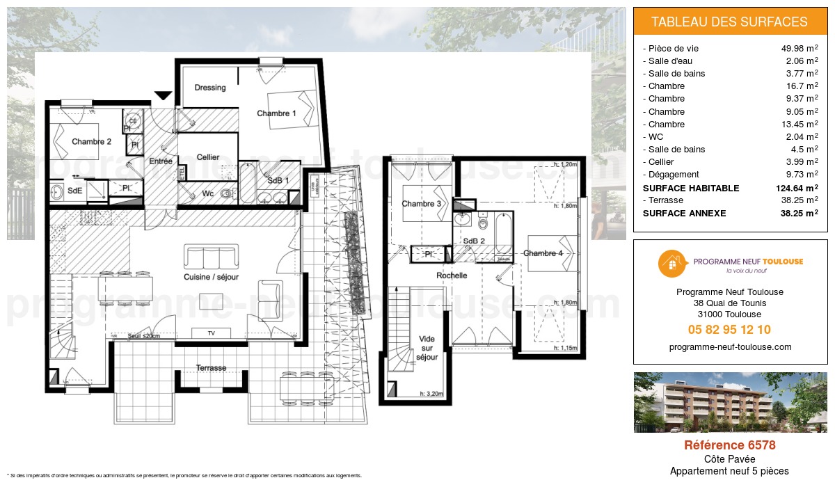 Plan pour un Appartement neuf de  130.78m² à
					Côte Pavée