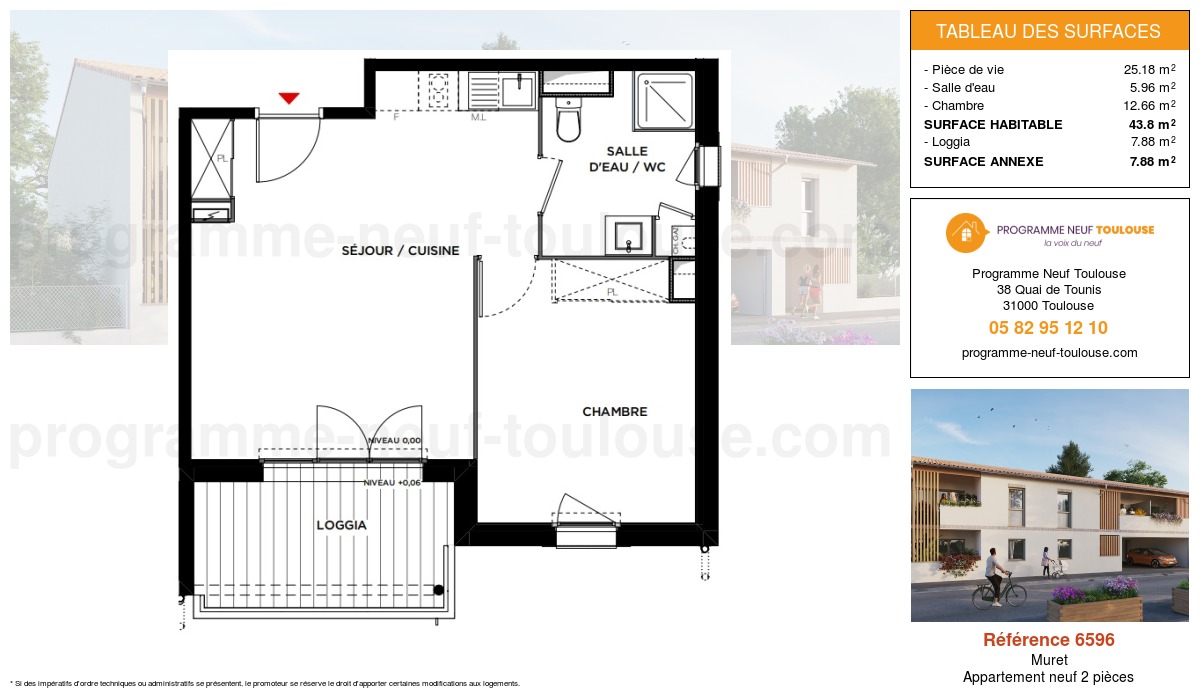 Plan pour un Appartement neuf de  43.8m² à
					Muret
