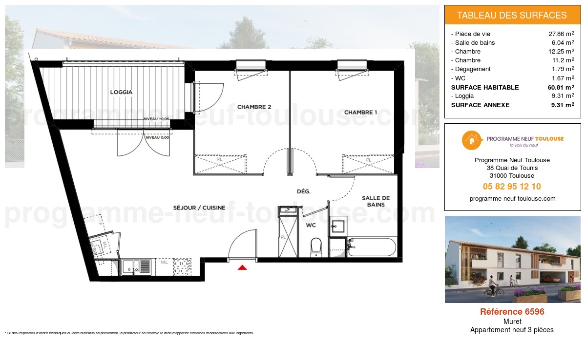 Plan pour un Appartement neuf de  60.81m² à
					Muret