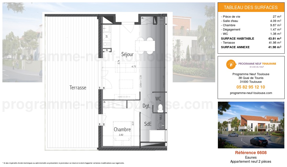 Plan pour un Appartement neuf de  43.81m² à
					Eaunes