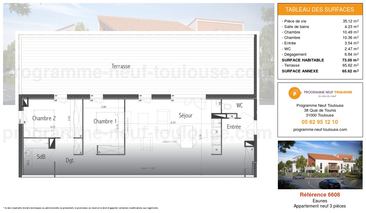 Plan pour un Appartement neuf de  73.05m² à
					Eaunes