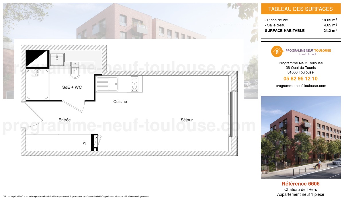 Plan pour un Appartement neuf de  24.3m² à
					Château de l'Hers