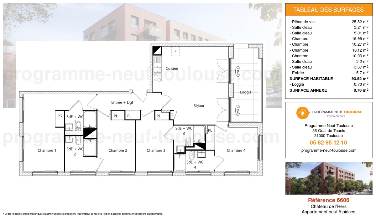 Plan pour un Appartement neuf de  93.52m² à
					Château de l'Hers
