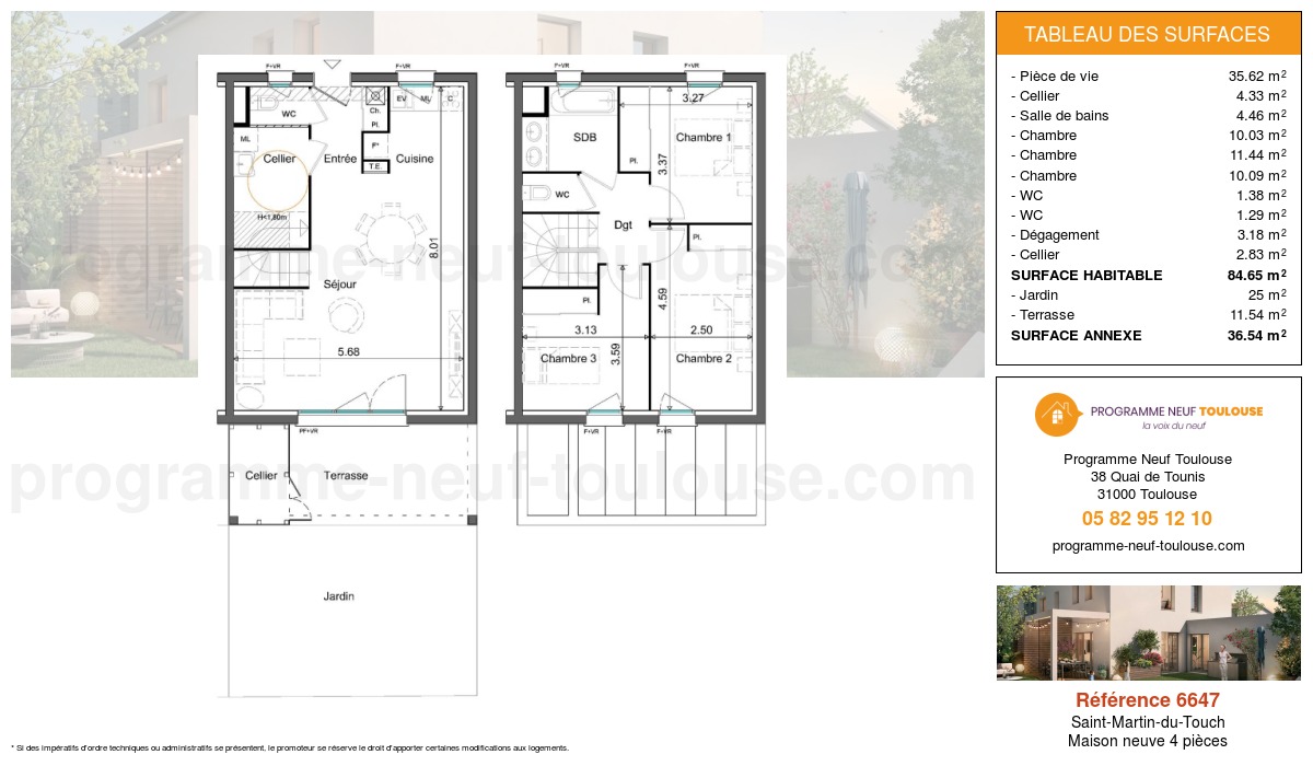 Plan pour un Maison neuve de  81.82m² à
					Saint-Martin-du-Touch