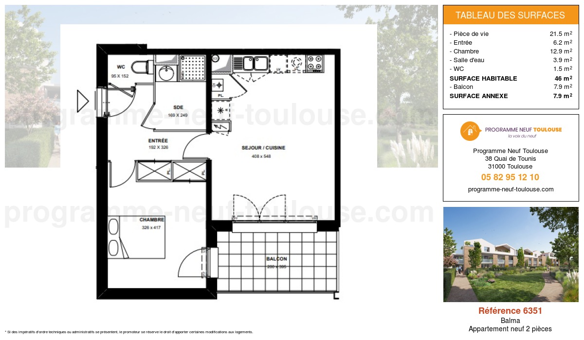 Plan pour un Appartement neuf de  46m² à
					Balma