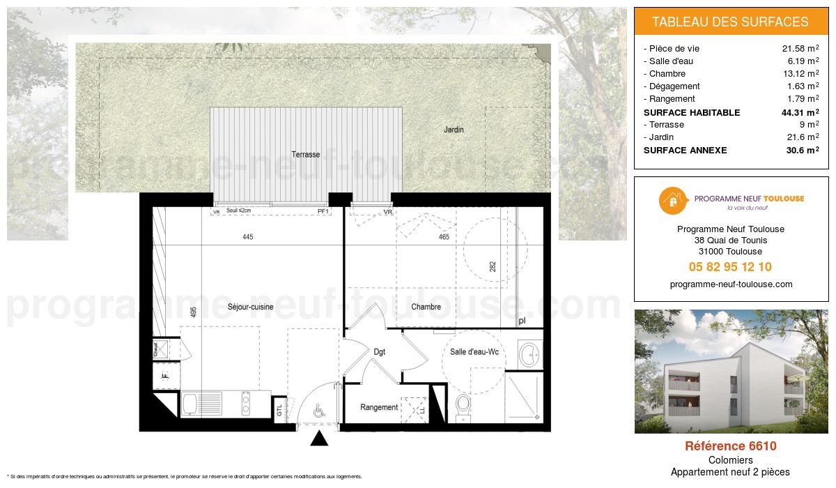 Plan pour un Appartement neuf de  44.31m² à
					Colomiers