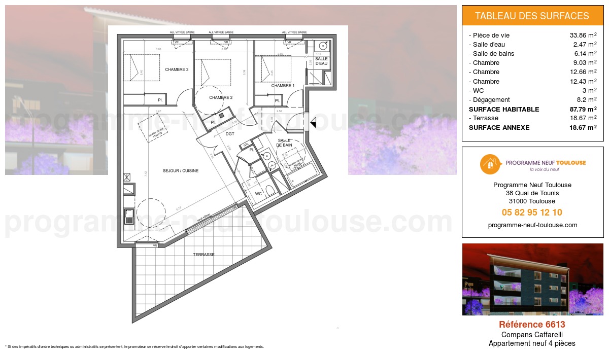 Plan pour un Appartement neuf de  87.79m² à
					Compans Caffarelli
