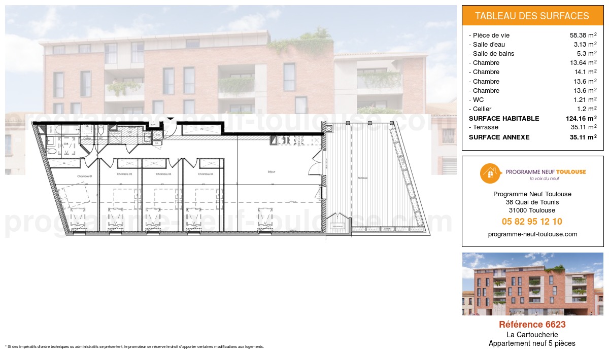 Plan pour un Appartement neuf de  124.16m² à
					Patte d'Oie