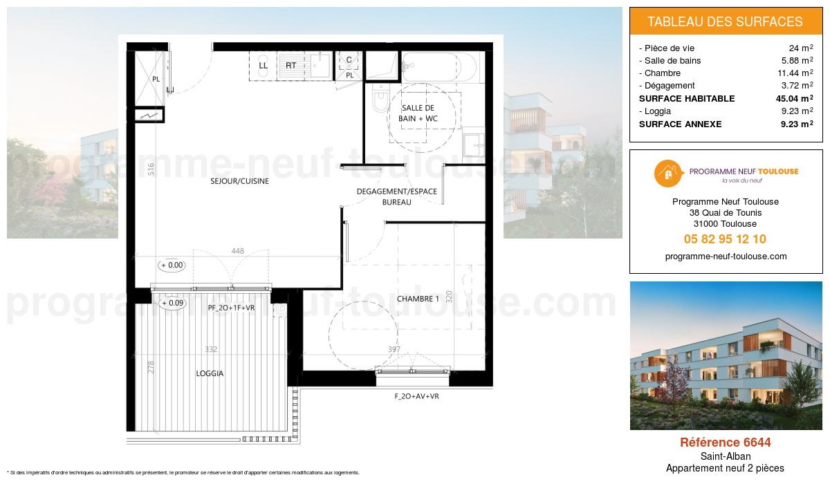 Plan pour un Appartement neuf de  45.04m² à
					Saint-Alban