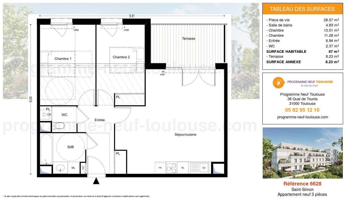 Plan pour un Appartement neuf de  67m² à
					Saint-Simon