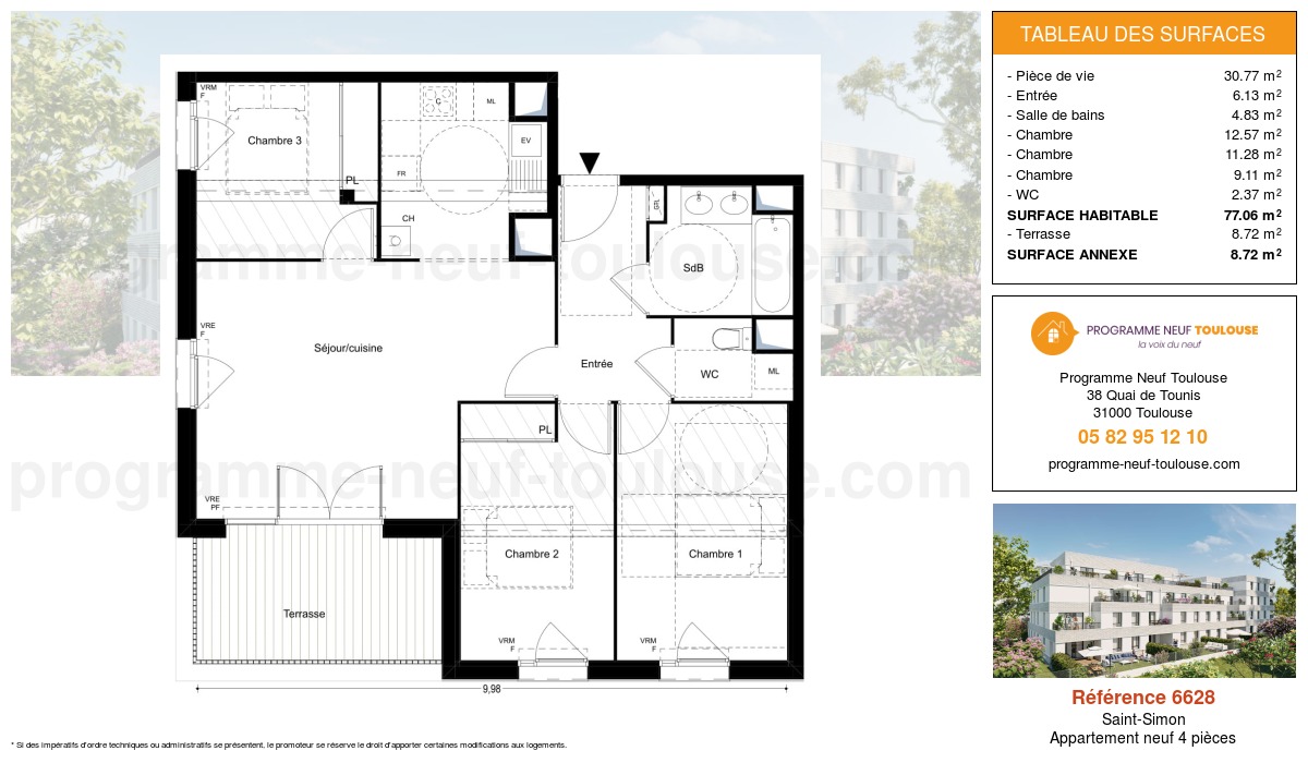 Plan pour un Appartement neuf de  77.06m² à
					Saint-Simon