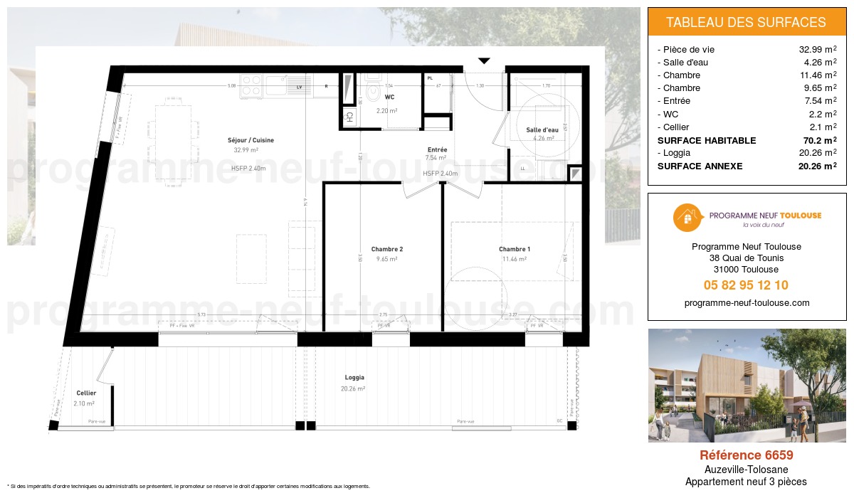 Plan pour un Appartement neuf de  68.1m² à
					Auzeville-Tolosane