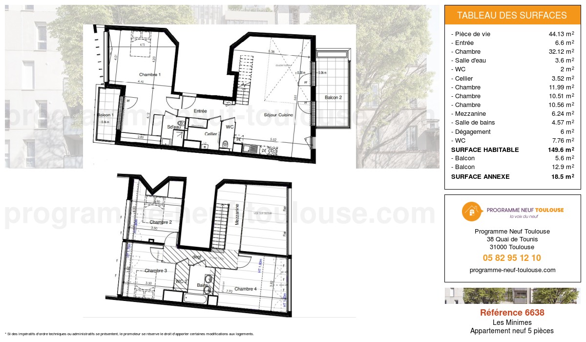 Plan pour un Appartement neuf de  143.6m² à
					Les Minimes