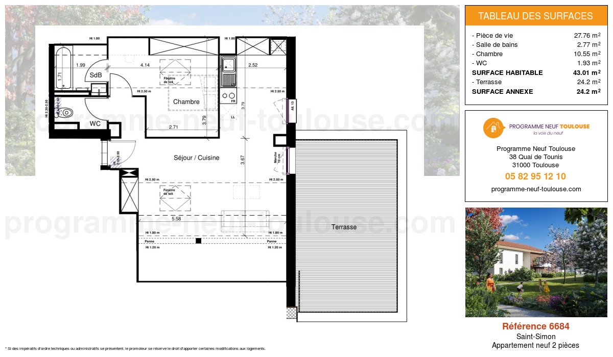 Plan pour un Appartement neuf de  43.01m² à
					Saint-Simon