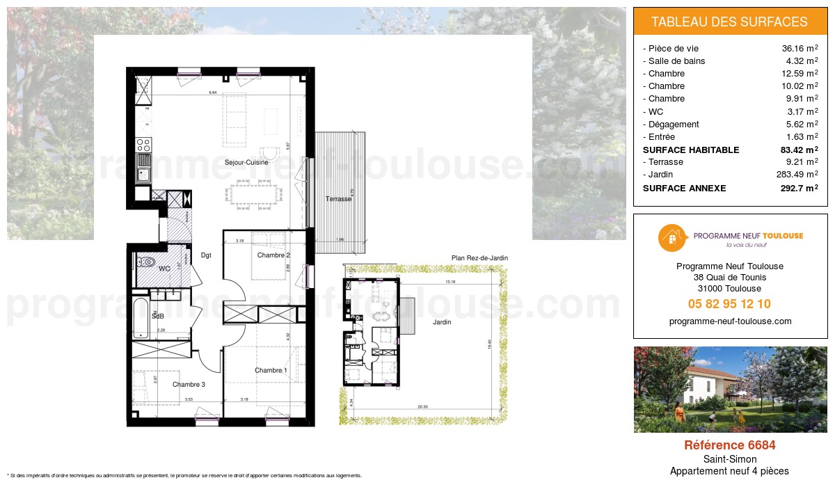 Plan pour un Appartement neuf de  83.43m² à
					Saint-Simon